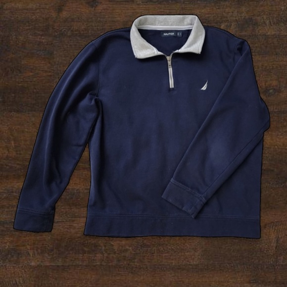 Navy Blue Quarter-Zip Sweater by Nautica - Picture 2 of 8